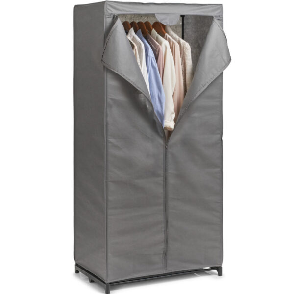 Mobiele opvouwbare kledingkast - 3x stuks - met grijze hoes - 75 x 50 x 160 cm - bijzet kast - campi