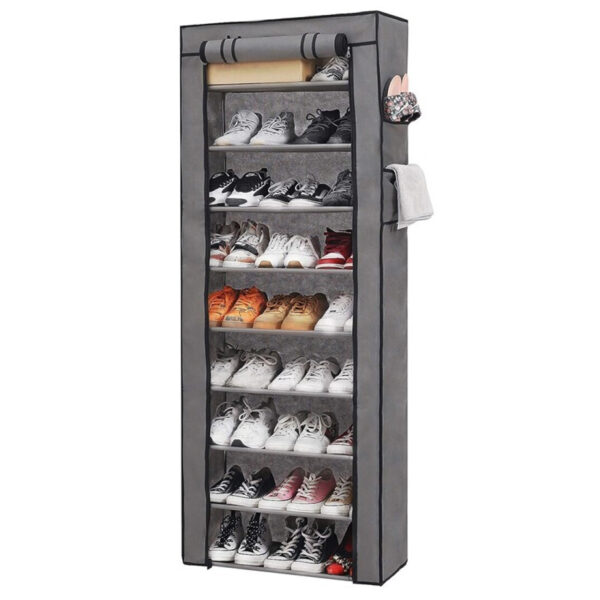 Concorde Mobiele schoenenkast/opbergkast met leg niveaus - grijs - 58 x 30 x 158 cm