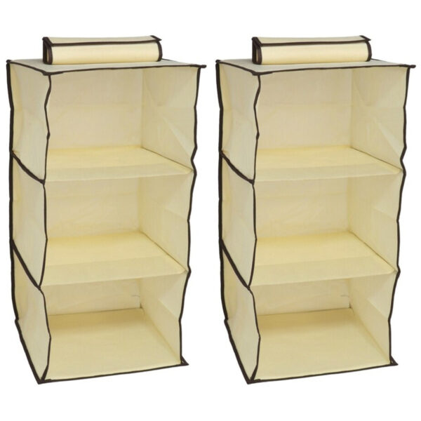 Gerimport Camping opberg/hangkast - 2x - leg niveaus - opvouwbaar - beige - 30 x 60 cm