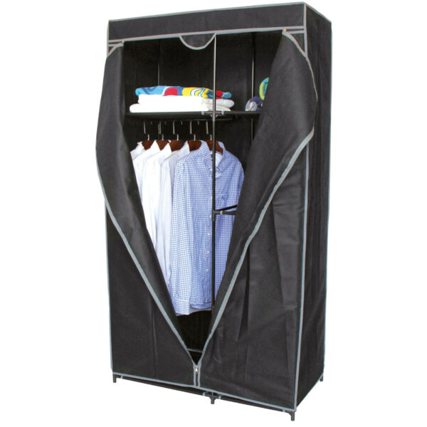Urban Living Mobiele kledingkast met legplanken/hang stang - opvouwbaar - grijs - 88 x 45 x 160 cm